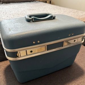 Blue old fashioned suitcase
